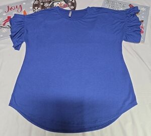 Acting Pro Royal Blue Ruffle Sleeve Tee